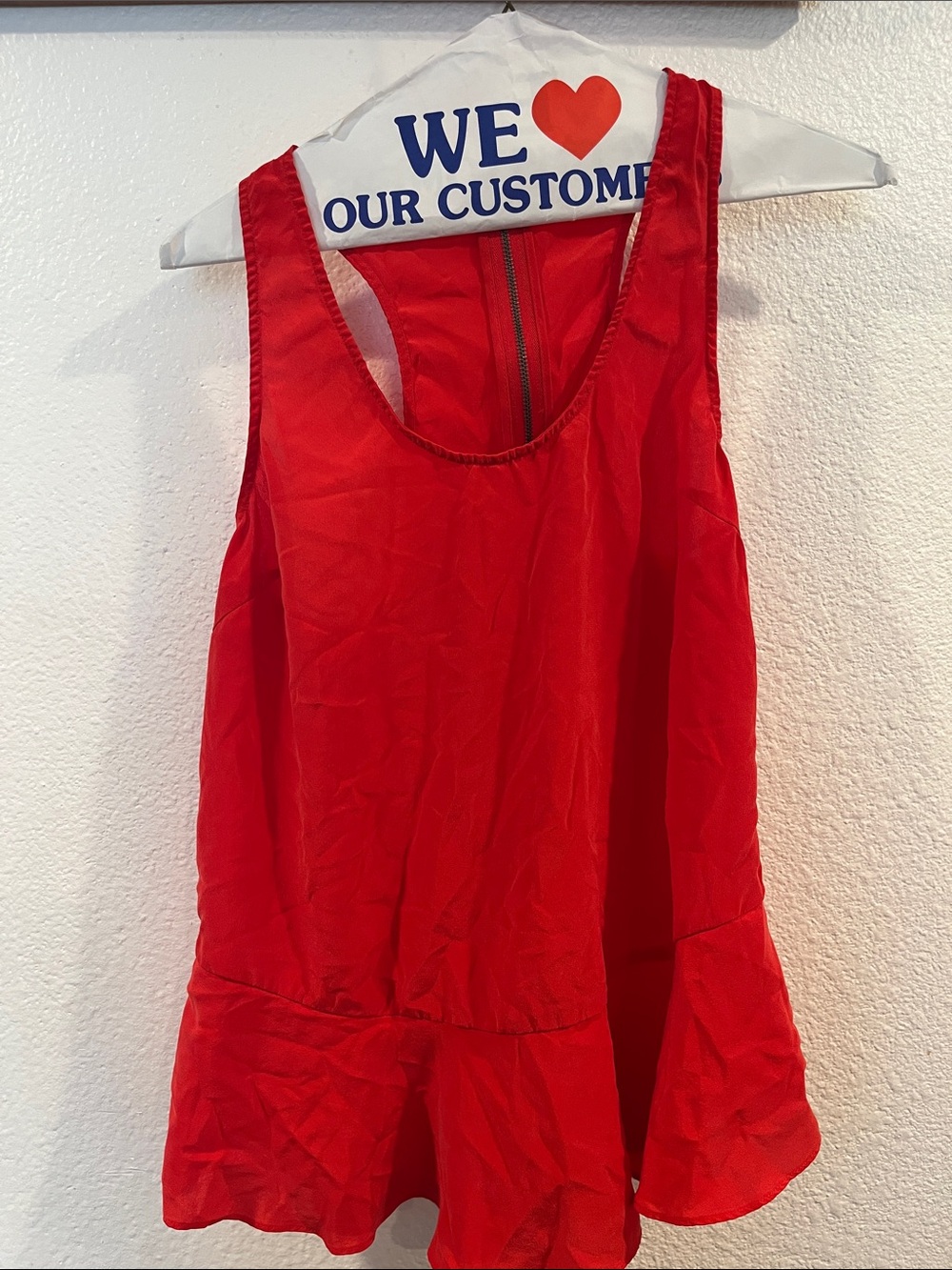 Joie Red Peplum Silk Sleeveless Tank Top